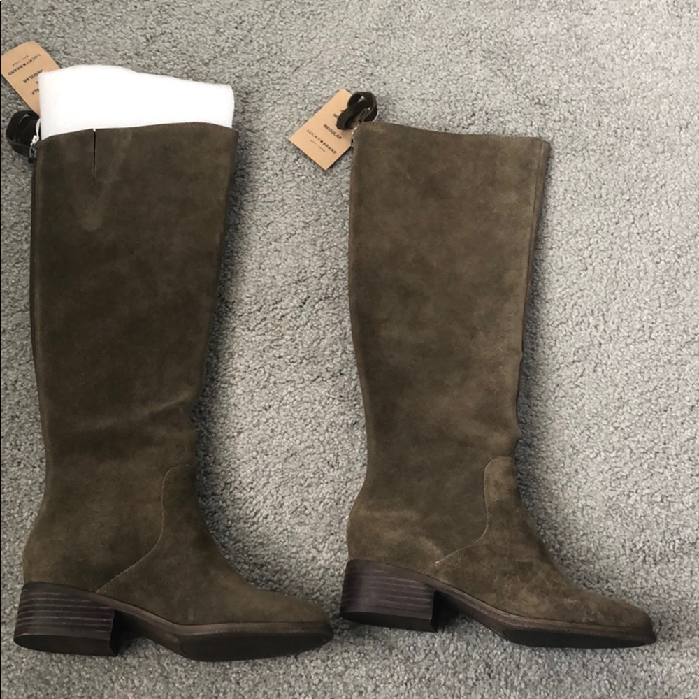 Lucky Brand Olive Suede Boots